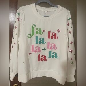 Chic White Festive Sweatshirt with Colorful Accents